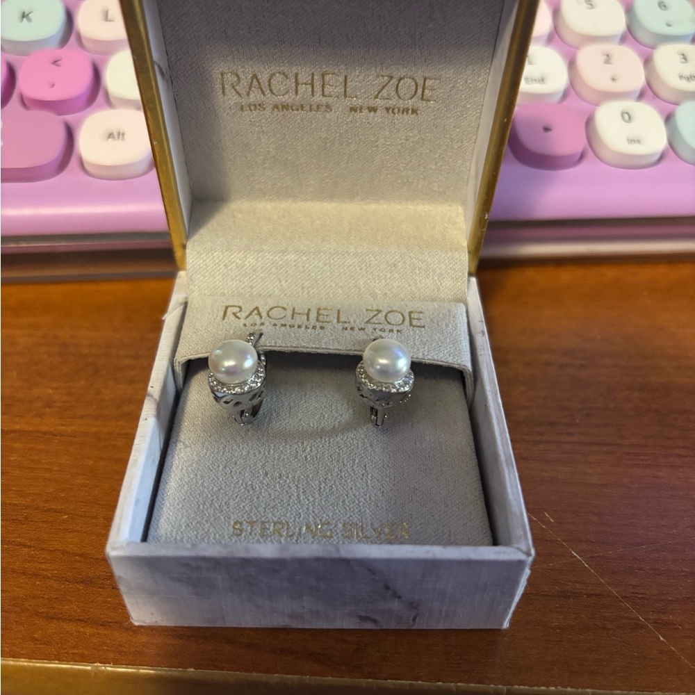 Rachel Zoe Silver and Pearl Earrings